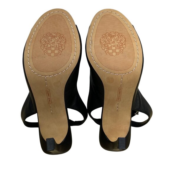 Vince Camuto Women’s Black Leather Ankle Strap Peep Toe Reteema Heels Size 8M - Picture 9 of 10